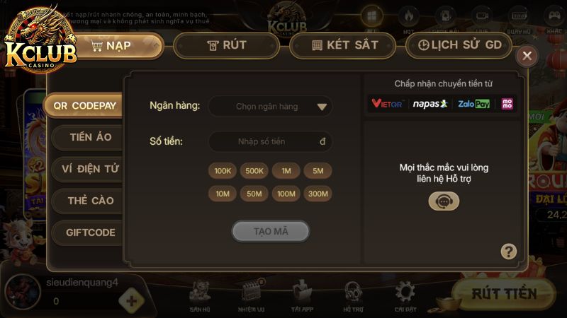 Hướng dẫn tân thủ nạp tiền Kclub đúng chuẩn